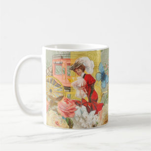 Victoriaanse dame vrouw elegante rijke rode illust koffiemok