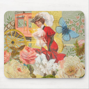 Victoriaanse dame vrouw elegante rijke rode illust muismat
