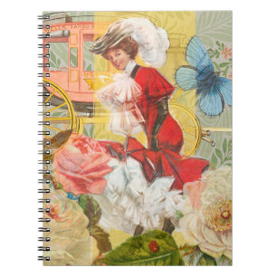 Victoriaanse dame vrouw elegante rijke rode illust notitieboek