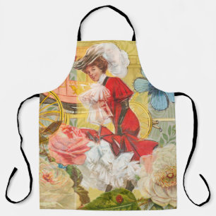 Victoriaanse dame vrouw elegante rijke rode illust schort