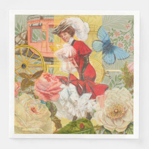 Victoriaanse dame vrouw elegante rijke rode illust servet