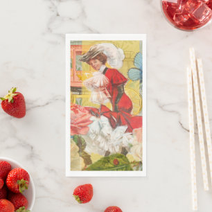 Victoriaanse dame vrouw elegante rijke rode illust servet