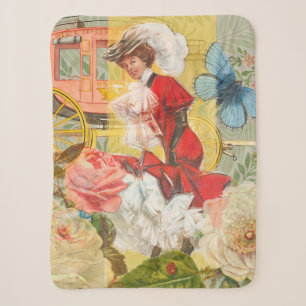 Victoriaanse dame vrouw elegante rijke rode illust sherpa deken