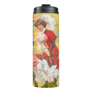 Victoriaanse dame vrouw elegante rijke rode illust thermosbeker