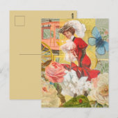 Victoriaanse dame vrouw leuk rijtuig briefkaart (Voorkant / Achterkant)