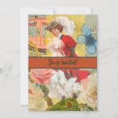 Victoriaanse dame vrouw leuk rijtuig kaart (Voorkant)