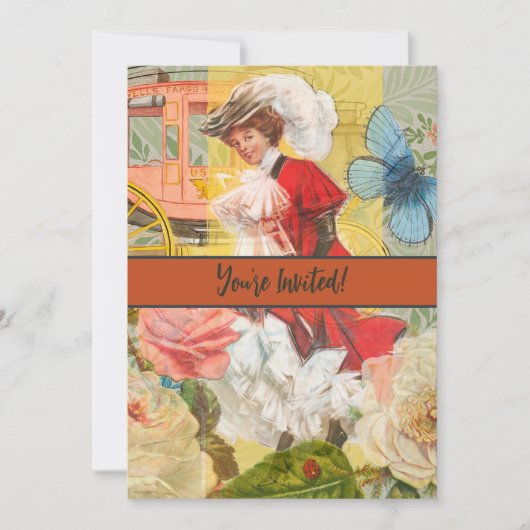Victoriaanse dame vrouw leuk rijtuig kaart (Voorkant)