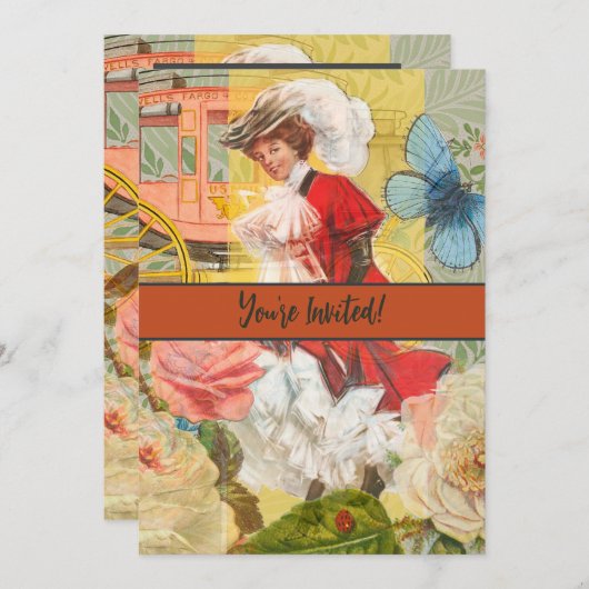 Victoriaanse dame vrouw leuk rijtuig kaart (Voorkant / Achterkant)