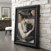 Victoriaanse Dame Zwarte Kat Decoupage Tissuepapier