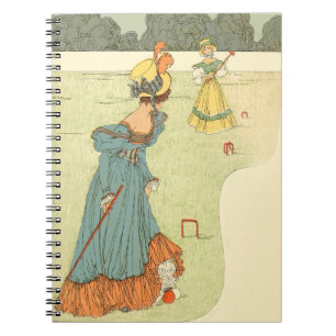 Victoriaanse Dames Croquet Antieke Tuinfeest Notitieboek