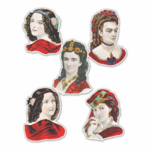 Victoriaanse dames in de Rode  Kunst Sticker