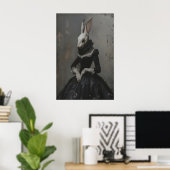 Victoriaanse Dameskonijn Kunst Print, Gotische Oli Poster (Thuiskantoor)