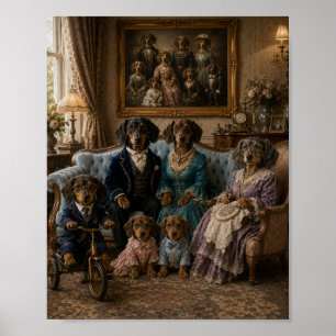 Victoriaanse Dashond Familieportret  Elegante Doxi Poster