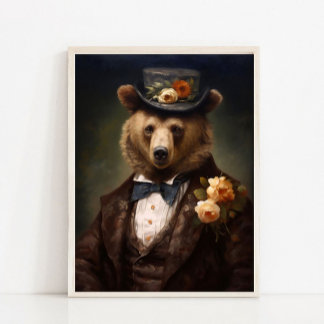 Victoriaanse dierenportret, gekleed dierprint,  poster