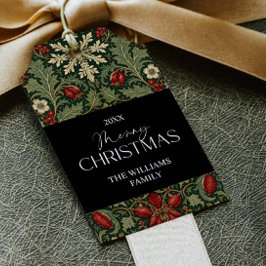Victoriaanse donkere botanische rode bessen famili cadeaulabel