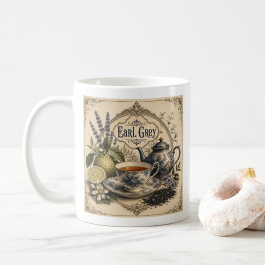 victoriaanse earl grey mok (Met donut)