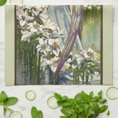 Victoriaanse engel en vintage paaslelie bloemen theedoek (Gevouwen)