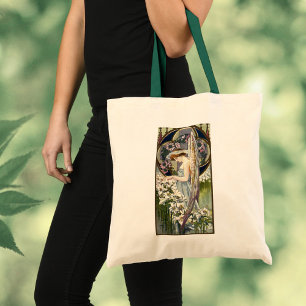 Victoriaanse engel en vintage paaslelie bloemen tote bag
