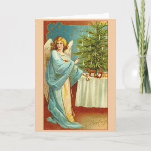 Victoriaanse engel kerstkaart feestdagen kaart (Voorkant)