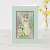 Victoriaanse engel Pasen wenskaart Kaart (Gele Bloem)