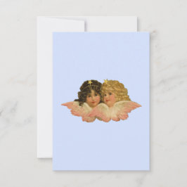 Victoriaanse engelen babyblauw bedankkaart