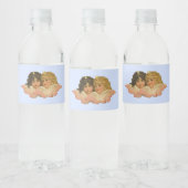 Victoriaanse engelen babyblauw waterfles etiket (Flessen)