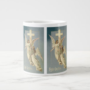 Victoriaanse engelen met een kruis, vintage Pasen Grote Koffiekop