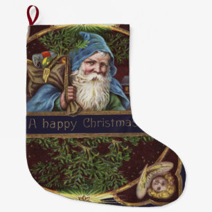 Victoriaanse engelen van de Kerstman Blauw Kerstmi Grote Kerstsok