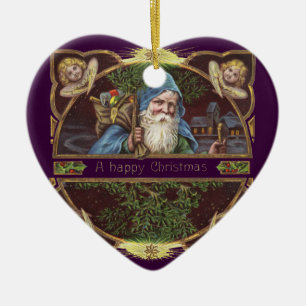 Victoriaanse engelen van de Kerstman Blauw Kerstmi Keramisch Ornament