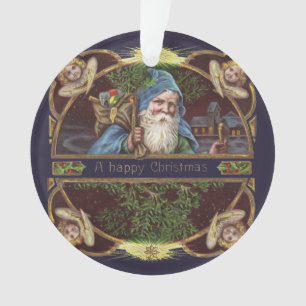 Victoriaanse engelen van de Kerstman Blauw Kerstmi Ornament