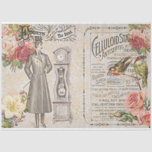 Victoriaanse Ephemera Serie Design 24 Tissuepapier (Voorkant)