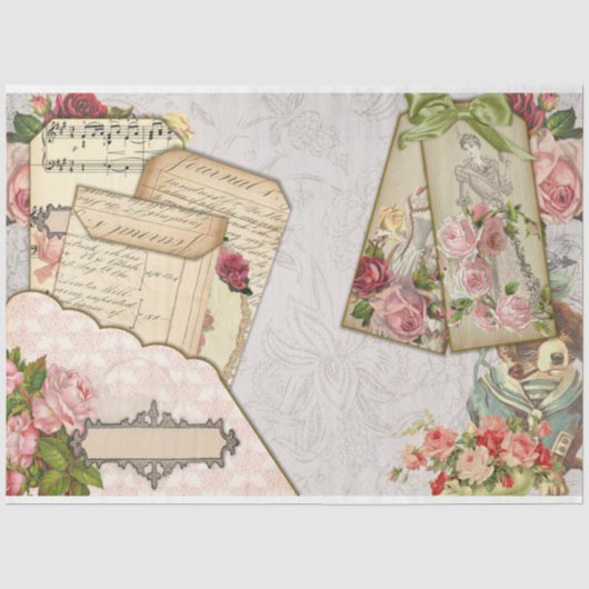 Victoriaanse Ephemera Serie Design 26 Tissuepapier (Voorkant)