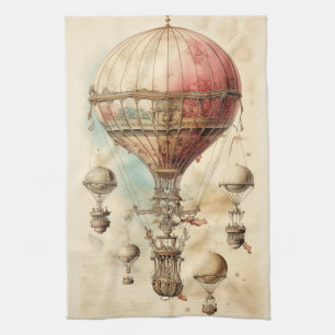 Victoriaanse fantasie luchtschip - Roze, Beige & S Theedoek