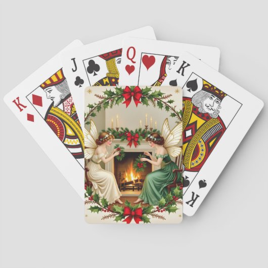 Victoriaanse Feeën Kerst Spirit Pokerkaarten (Achterkant)