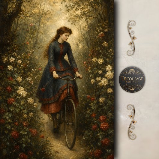 Victoriaanse Fiets Tuin Decoupage Tissuepapier