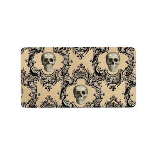 Victoriaanse Frame Schedels Goth Skelet Gotisch Etiket (Voorkant)
