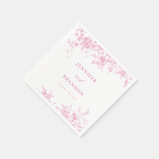 Victoriaanse Franse Roze Bloemige Trouwservetten Servet (Hoek)