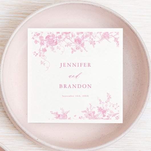 Victoriaanse Franse Roze Bloemige Trouwservetten Servet