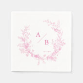 Victoriaanse Franse Toile Roze Trouw Monogram Servet (Voorkant)