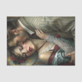 Victoriaanse Geliefden Innige Omhelzing Decoupage Tissuepapier (Voorkant)