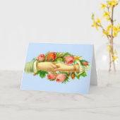 Victoriaanse gevouwen handen print kaart (Gele Bloem)