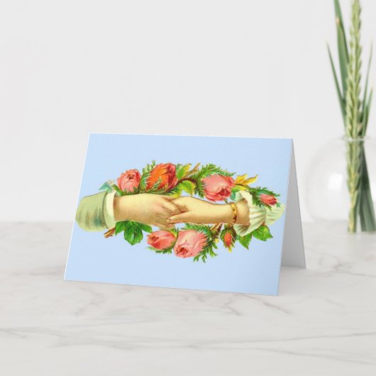 Victoriaanse gevouwen handen print kaart (Voorkant)