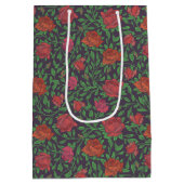 Victoriaanse gotiek perfecte rode en fuchsia rozen medium cadeauzakje (Achterkant)