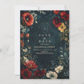 Victoriaanse Gotische Bloemige Bruiloft Save The Date (Voorkant)