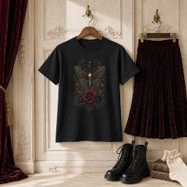 Victoriaanse gotische doodshoofdvlinder bordeauxro t-shirt