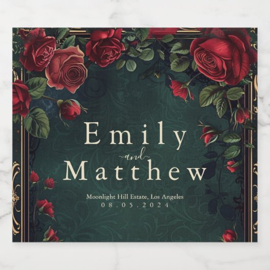 Victoriaanse Gotische Elegantie Bruiloft Sparkling Wijnetiket (Enkel label)