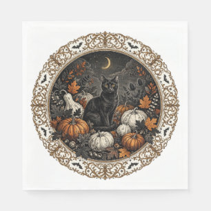 Victoriaanse Gotische Halloween Zwarte Kat Servett Servet
