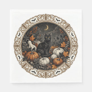 Victoriaanse Gotische Halloween Zwarte Kat Servett Servet