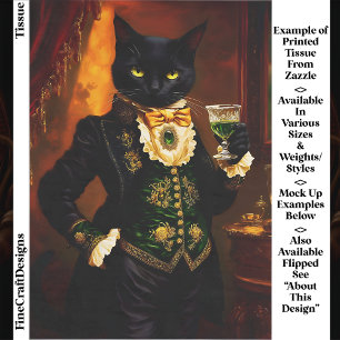 Victoriaanse Gotische Kat met Absinthe EG9R Découp Tissuepapier