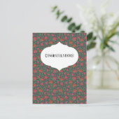 Victoriaanse gotische perfecte rode en fuchsia roz briefkaart (Staand voorkant)